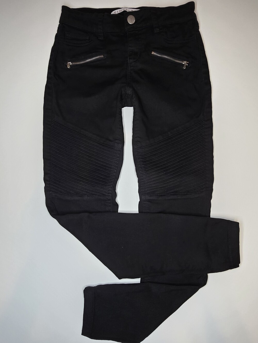 Tinseltown Juniors Moto Skinny Jeans Size 1 Black Stretch Zipper Pockets